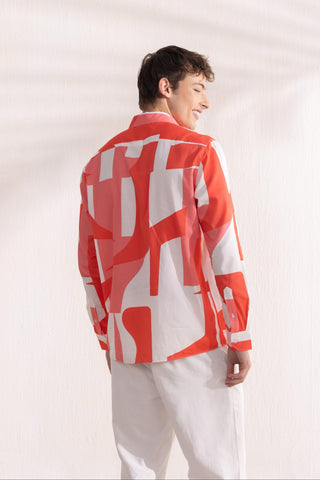 Shirt Contemporary Wear Orange Coral Geo by Zazu
