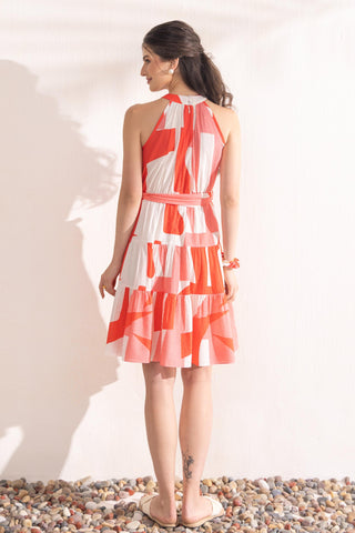 Short Dress Contemporary Wear Coral Geo by Zazu