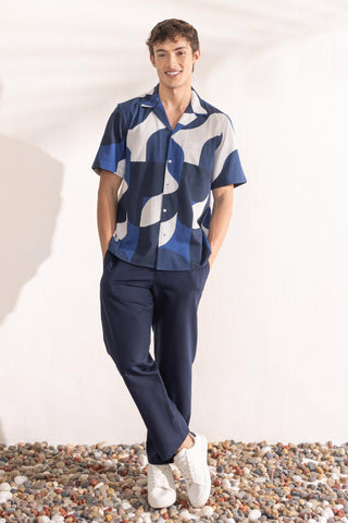 Shirt Contemporary Wear Navy Blue Geo by Zazu