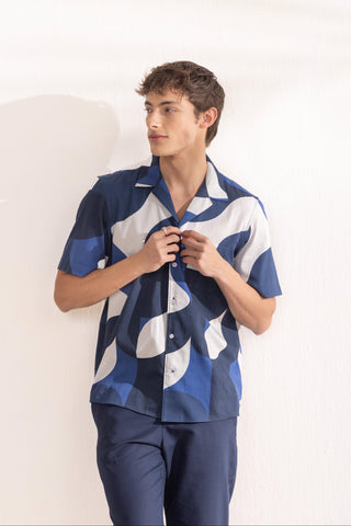 Shirt Contemporary Wear Navy Blue Geo by Zazu