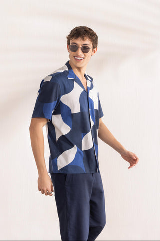 Shirt Contemporary Wear Navy Blue Geo by Zazu