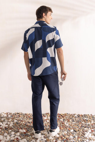 Shirt Contemporary Wear Navy Blue Geo by Zazu
