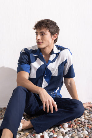 Shirt Contemporary Wear Navy Blue Geo by Zazu