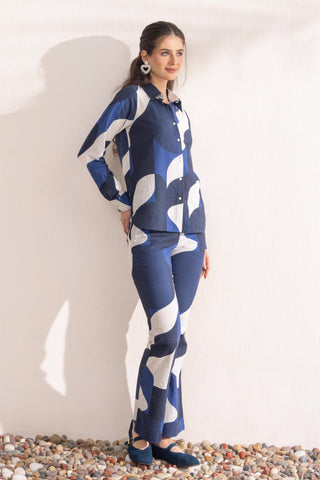 Co-ord Set Women Contemporary Wear Navy Geo by Zazu