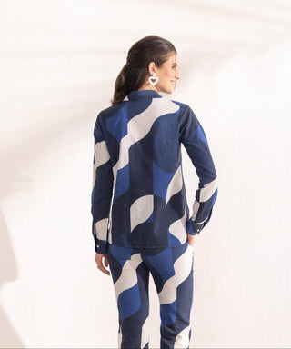 Co-ord Set Women Contemporary Wear Navy Geo by Zazu