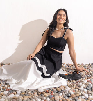 Designer Skirt Set Contemporary Wear – Black Statement by Zazu