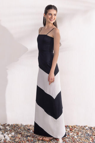 Maxi Dress Contemporary Wear – Black Monochrome by Zazu