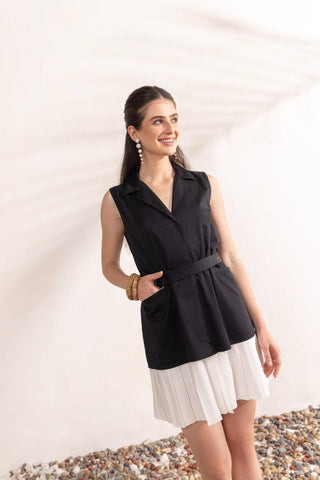 Short Dress Contemporary Wear Black Minimal by Zazu