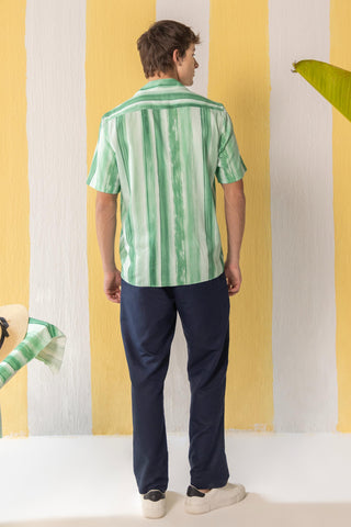 Shirt Contemporary Wear Green Striped by Zazu