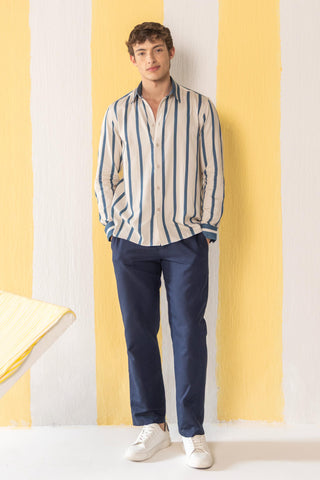 Shirt Contemporary Wear Beige Striped by Zazu