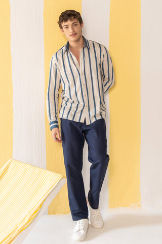 Shirt Contemporary Wear Beige Striped by Zazu