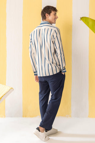 Shirt Contemporary Wear Beige Striped by Zazu