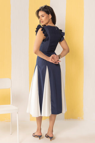 Midi Dress Contemporary Wear Navy Blue by Zazu