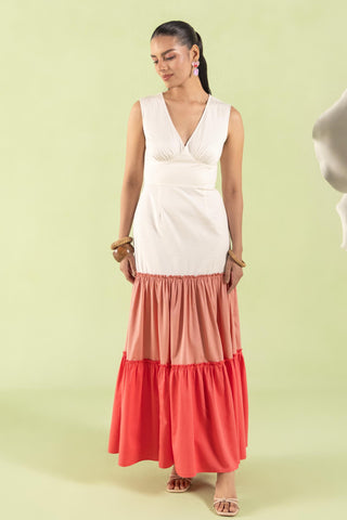 Maxi Dress Contemporary Wear Ivory Rose by Zazu