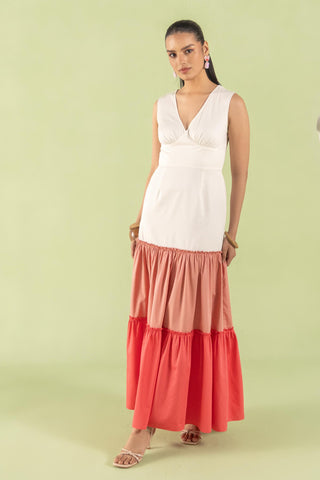 Maxi Dress Contemporary Wear Ivory Rose by Zazu