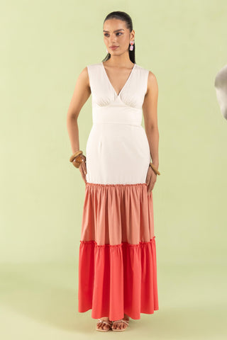 Maxi Dress Contemporary Wear Ivory Rose by Zazu