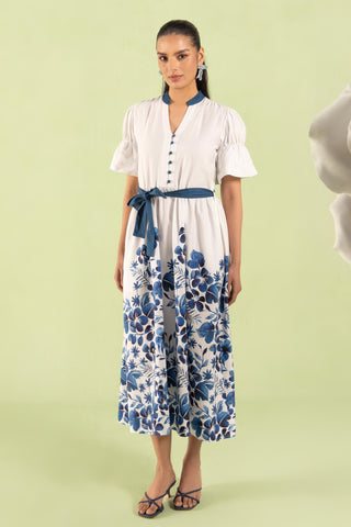 Midi Dress Contemporary Wear Ivory Floral by Zazu