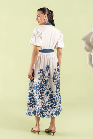 Midi Dress Contemporary Wear Ivory Floral by Zazu