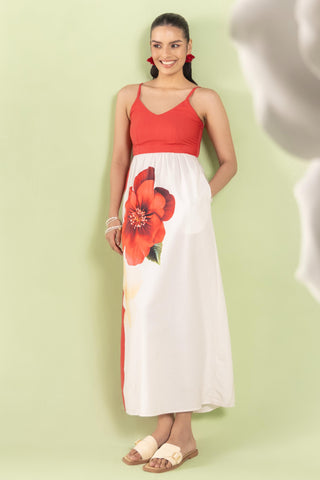 Maxi Dress Contemporary Wear Red Floral by Zazu