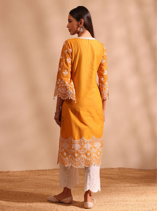 Orange suma malgudi day kurta set
