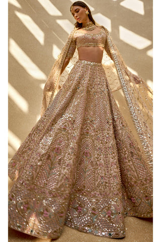 Zardozi Lehenga Set Indian Wedding Pink Couture by Tamanna Punjabi Kapoor