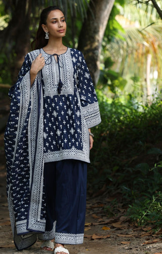 Blue sree malgudi day kurta set