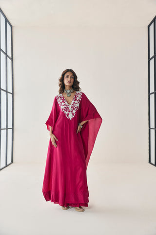Kaftan Set for Indian Wedding - Pink Material Girl Tatiana Kaftan Set by Seema Thukral at Mrs. G