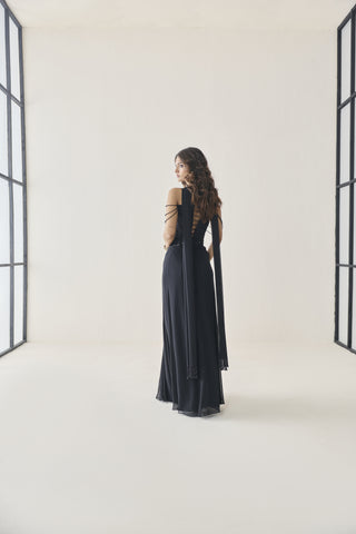 Corset Skirt Set for Indian Wedding - Black Material Girl Cora Skirt Set by Seema Thukral at Mrs. G
