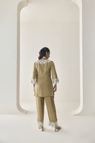 Kurta Set for Indian Wedding - Gold Material Girl Nelli Kurta Set by Seema Thukral at Mrs. G