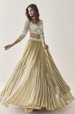 Lehenga Set for Indian Wedding - Gold Material Girl Sage Lehenga Set by Seema Thukral at Mrs. G
