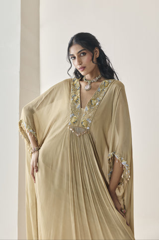 Kaftan for Indian Wedding - Gold Material Girl Sequoia Kaftan by Seema Thukral at Mrs. G