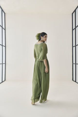 Jumpsuit for Indian Wedding - Green Material Girl Kaia Jumpsuit by Seema Thukral at Mrs. G