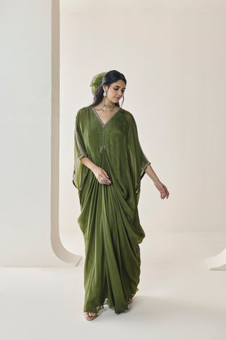Kaftan for Indian Wedding - Green Material Girl Lilith Kaftan by Seema Thukral at Mrs. G