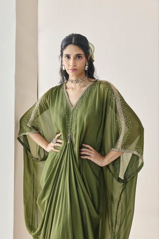 Kaftan for Indian Wedding - Green Material Girl Lilith Kaftan by Seema Thukral at Mrs. G
