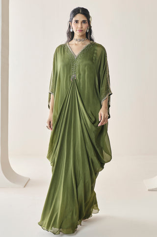 Kaftan for Indian Wedding - Green Material Girl Lilith Kaftan by Seema Thukral at Mrs. G