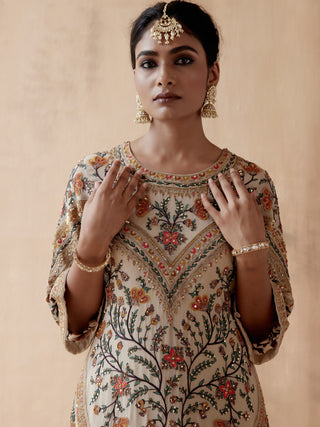 Ivory  floral thread kurta and pant