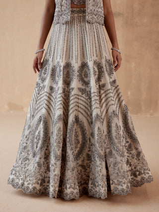 Gray organza lehenga and jacket set