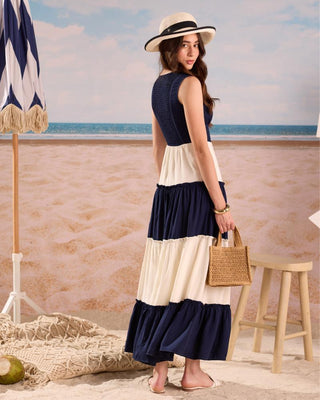 Maxi Dress Nautical Wear - Navy Blue Maxi Dress by Zazu