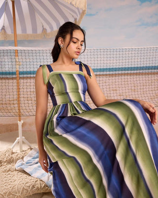 Midi Dress Holiday Wear - Multicolor Sardinia Dress by Zazu