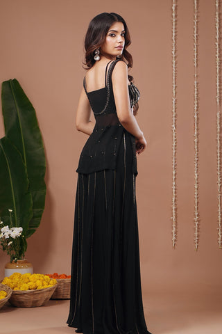 Indo set for Indian Wedding – Black Georgette Heavy by AHI Clothing