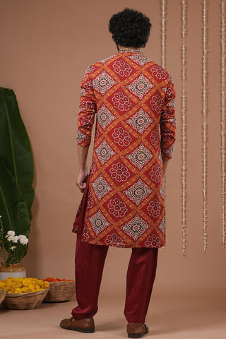 Kurta salwar set for Indian Wedding – Red Maroon Bandhani by AHI Clothing
