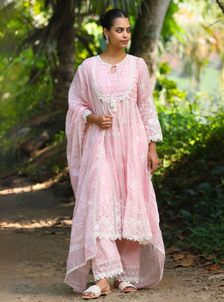 Pink malgudi days neesa kurta set