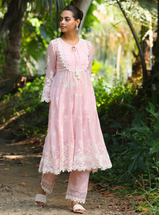Pink malgudi days neesa kurta set