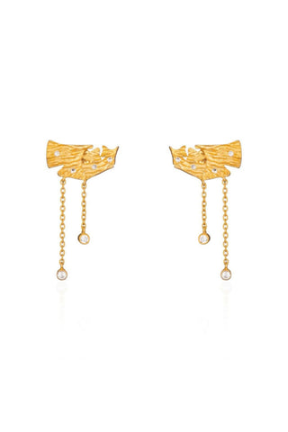 Earring Contemporary Wear - Gold Ginkgo Leaf Stud by Putstyle