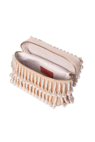 Vanity bag for women for Indian Wedding - Ivory Zarah embellished bag by House of Kosha