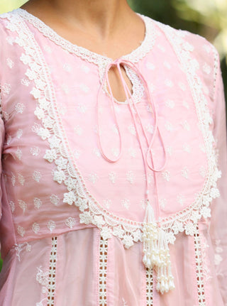 Pink malgudi days neesa kurta set