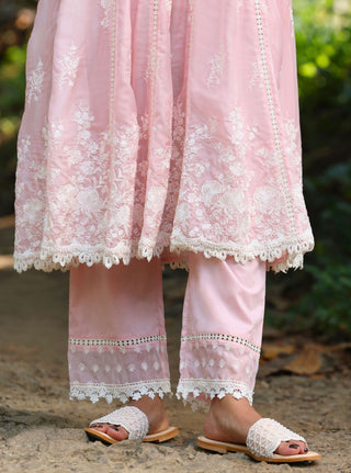 Pink malgudi days neesa kurta set