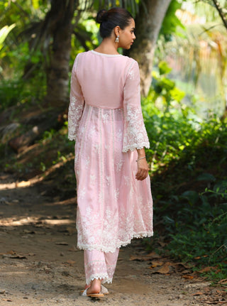Pink malgudi days neesa kurta set