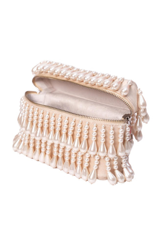 Vanity bag for women for Indian Wedding - Ivory Zarah embellished bag by House of Kosha