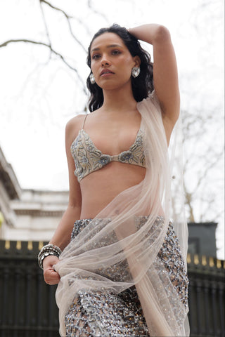 Daisy Saree Set for Indian Wedding - Silver Grace and Other Accidents by The Little Black Bow